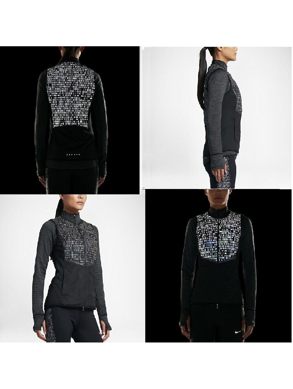 Nike Aeroloft Flash Women Medium Running Vest Down Reflective Green 799883 Winte